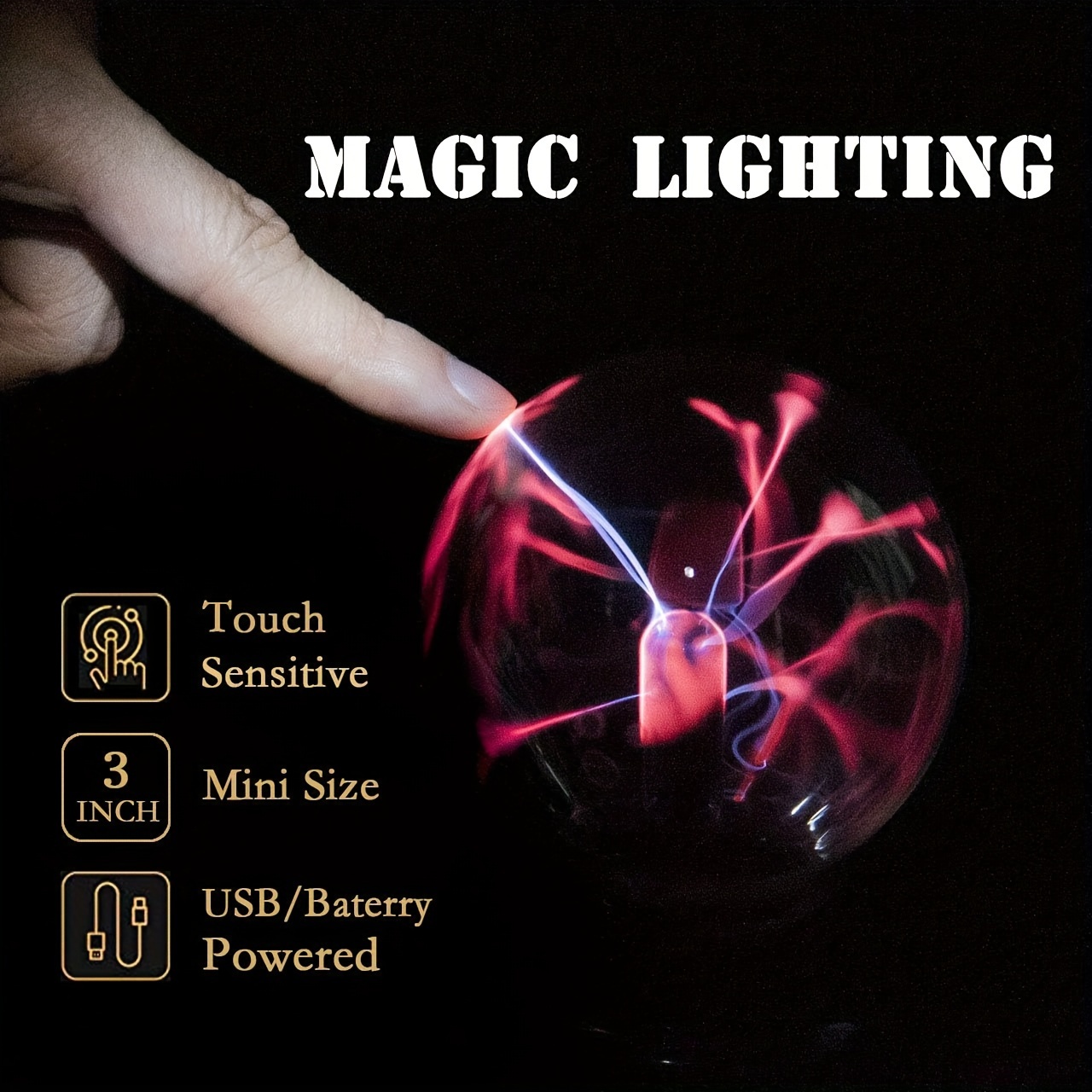1pc plasma globe lamp interactive electronic touch and sound sensitive lightning and coil glass stem lava lamp details 4