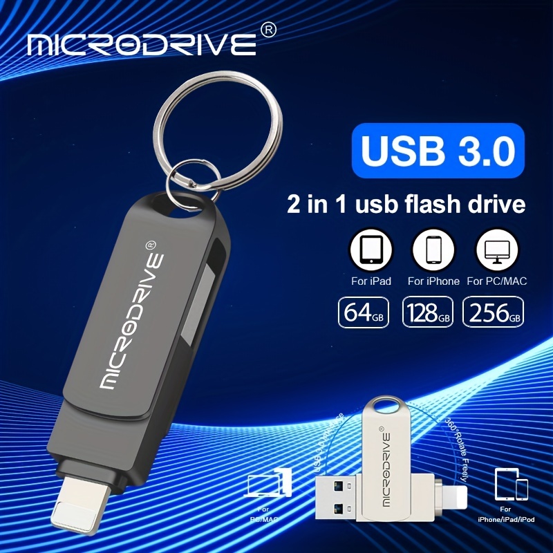 Unidad Flash Usb 3,0 giratoria para iPhone, pendrive con 2 en 1 USB-A,  interfaz