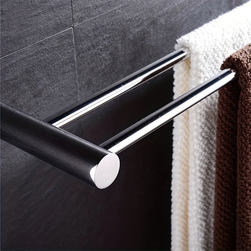 Stylish Durable Stainless Steel Double Rod Towel Bar - Temu