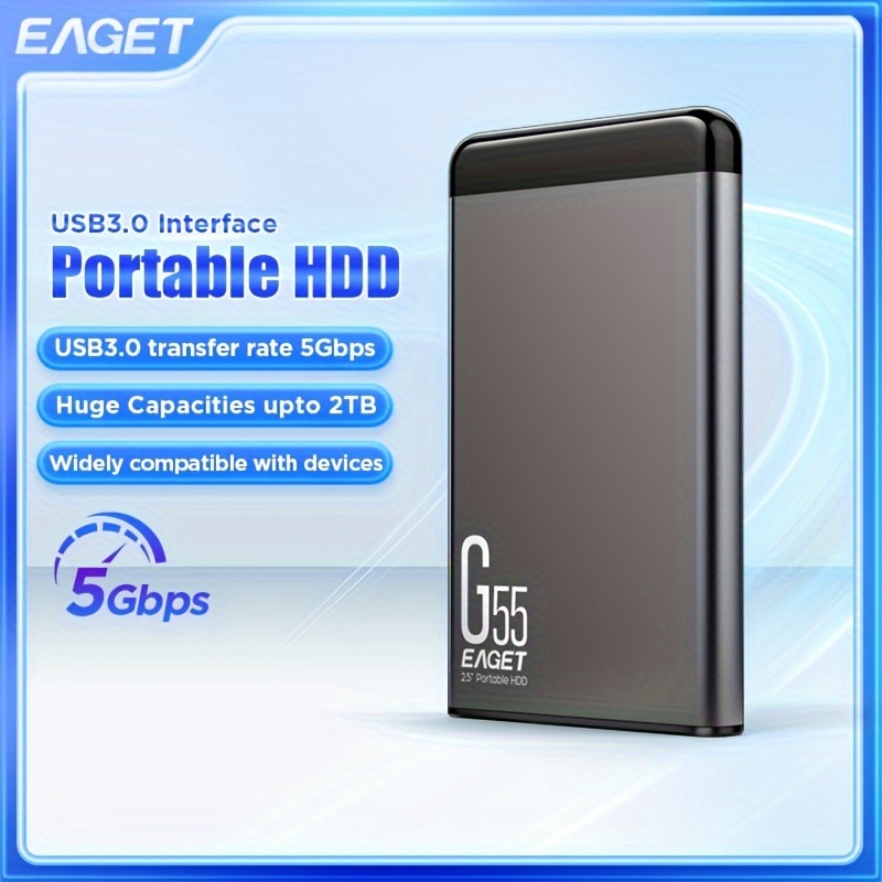 EAGET G55 Portable Hard Drive Disk 1TB High Speed Mobile Hard Drive 500GB  Computer External Large Capacity Storage Solid State Mechanical Hard Drive  Plug And Play Game/File/Video/Music