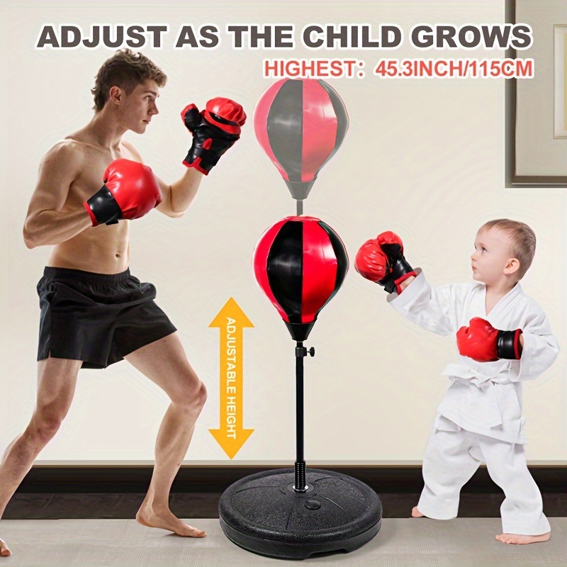 Saco de boxeo para niños – Pelota de boxeo ajustable con soporte, guantes  de entrenamiento de boxeo y bomba de mano ajustable para niños, gran regalo