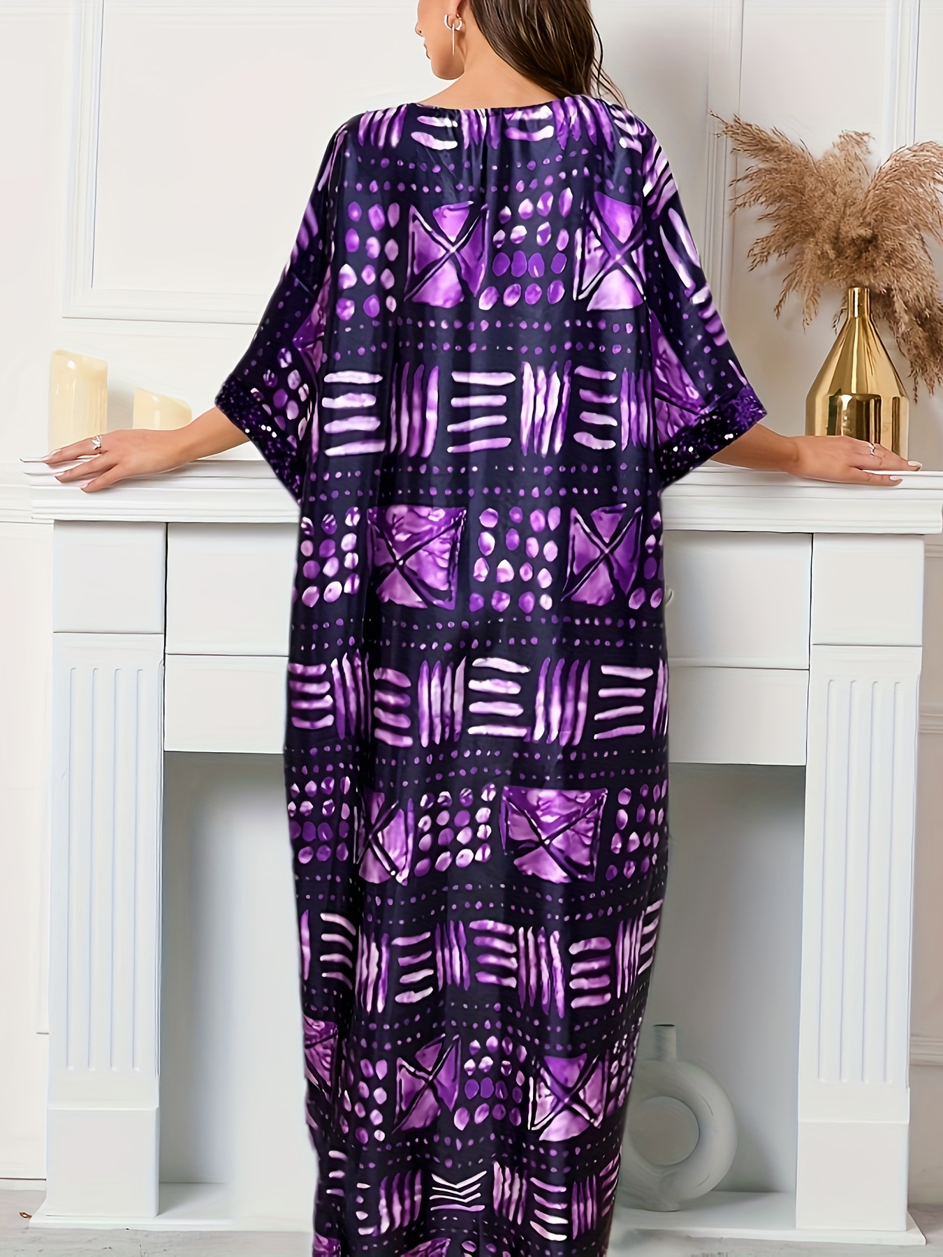 Purple Tunic Tops for Women Plus Size Oversized Kimono Dress