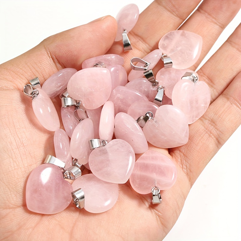 

10/20/30pcs Quartz Heart Pendants, Necklace Charms, Fashion Jewelry Making Supplies, No Plating, Authentic Stone Crafting Accessories