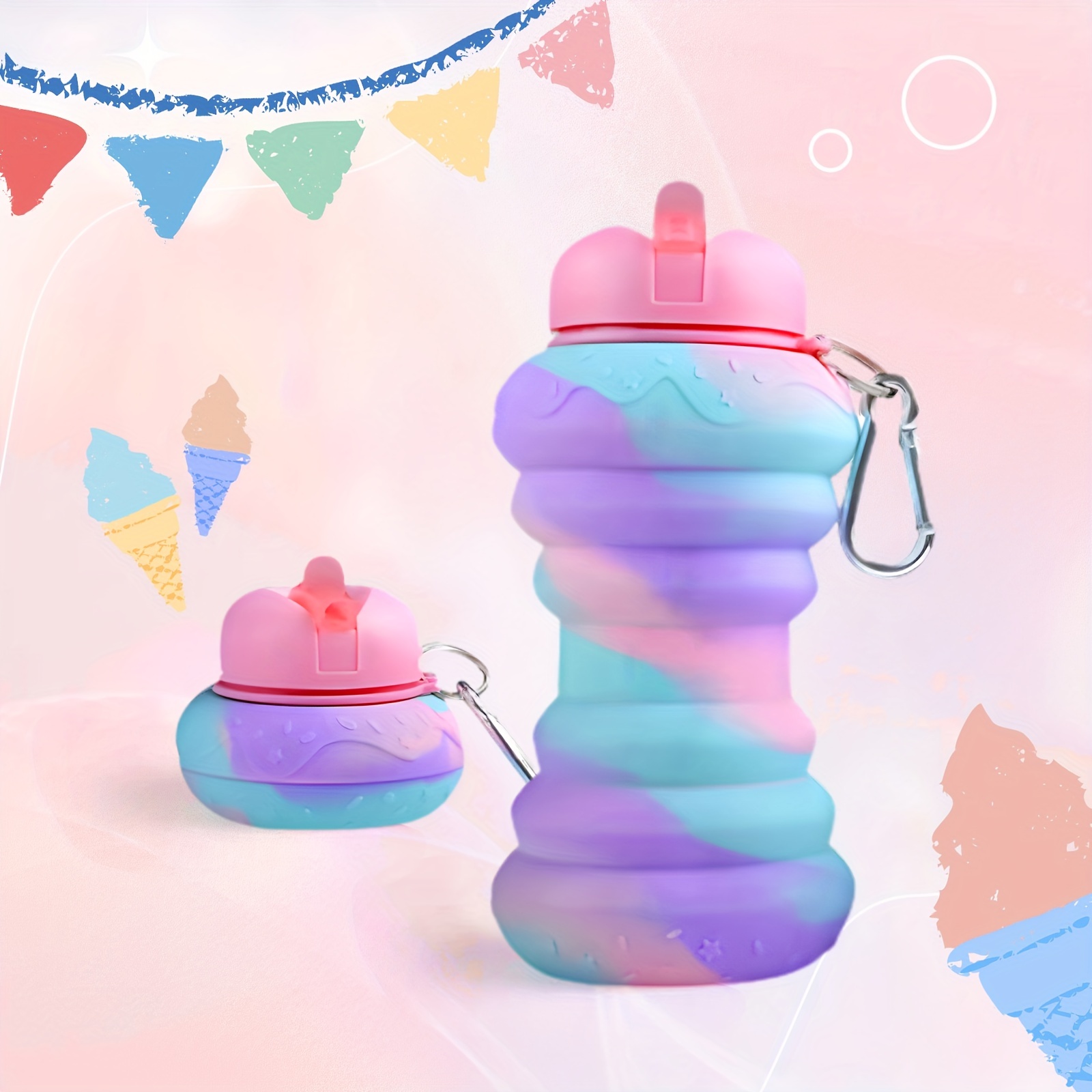 Foldable Water Bottle Leakproof Fold Silicone Cute Water Bottles Kids –  one_way_lane