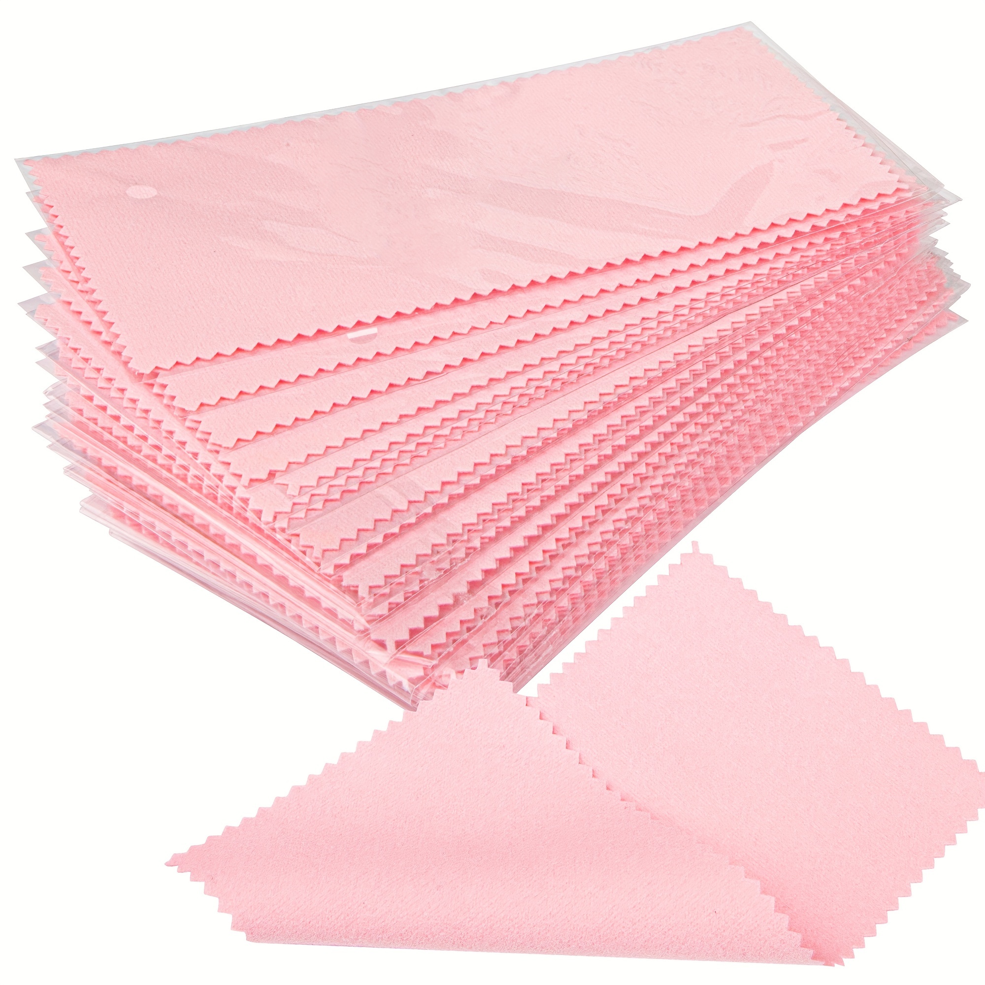 50pcs Jewelry Cleaning Cloth Pink Polishing Cloth For Sterling Silver Gold  Platinum - Small Polish Cloth 3.15x3.15inch