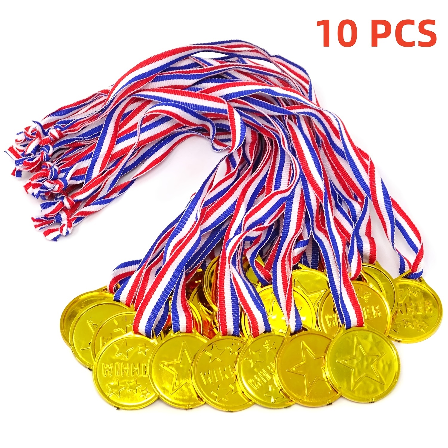 10pcs Golden Plastic Award Medals | Perfect for Sports Competitions & Talent Shows
