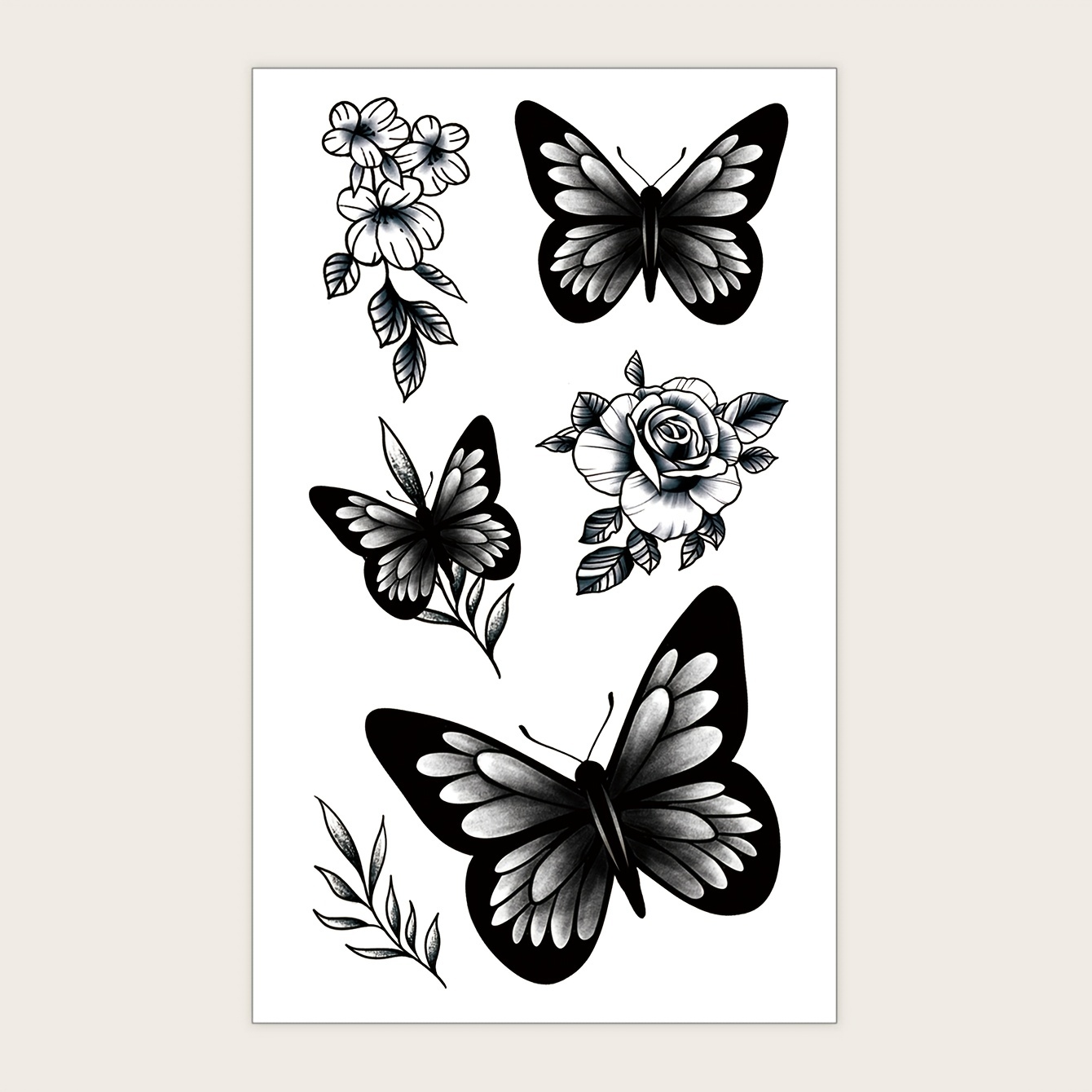 Borboleta flores tatuagem temporária adesivos para homens mulheres