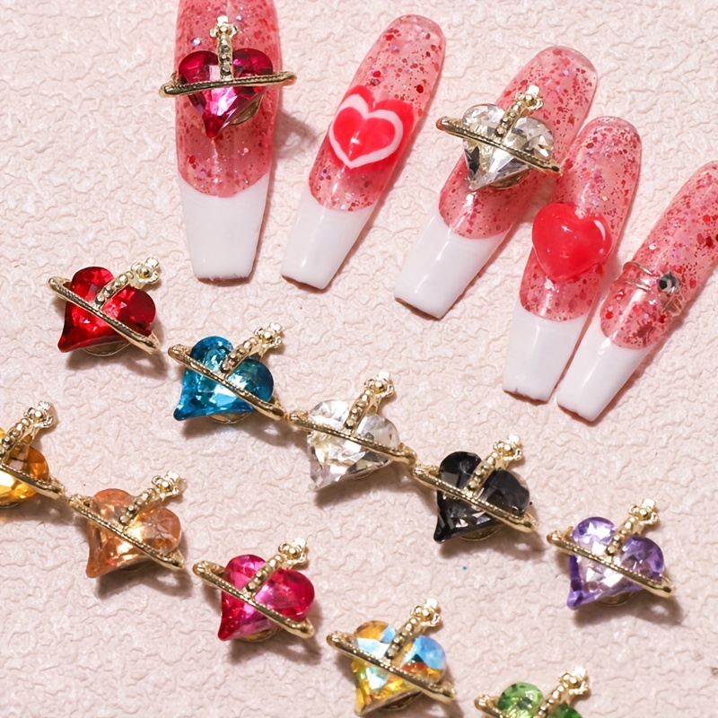 Valentine's Day Aurora Peach Heart Series Nail Art Charms Gold