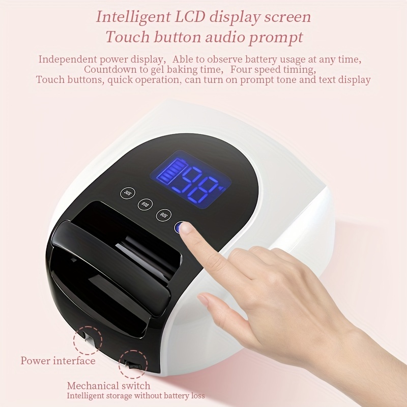 LED UV Nail Lamps for Gel Nail Polish Nail Dryer Curing Lamp with 3 Timers  Auto Sensor LED Digital Display USB Plug Carry Convenient