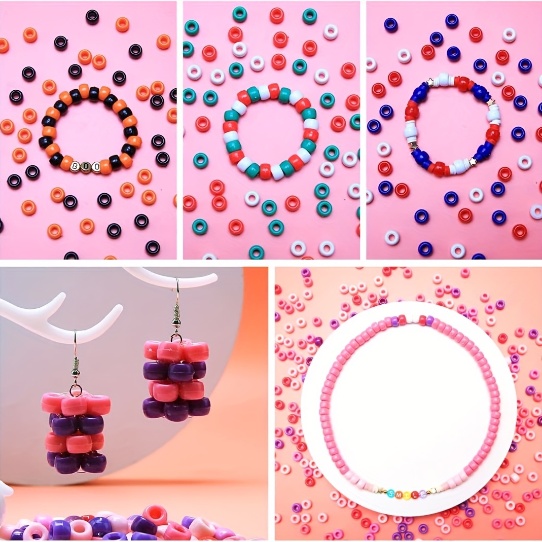 Mandala Crafts Plastic Big Pony Beads Bulk Kit with Organizer Box for Kid  Crafts, Bracelet Jewelry Making, Hair Braiding, Dream Catchers, 1200 CT 9mm  Translucent Rainbow 