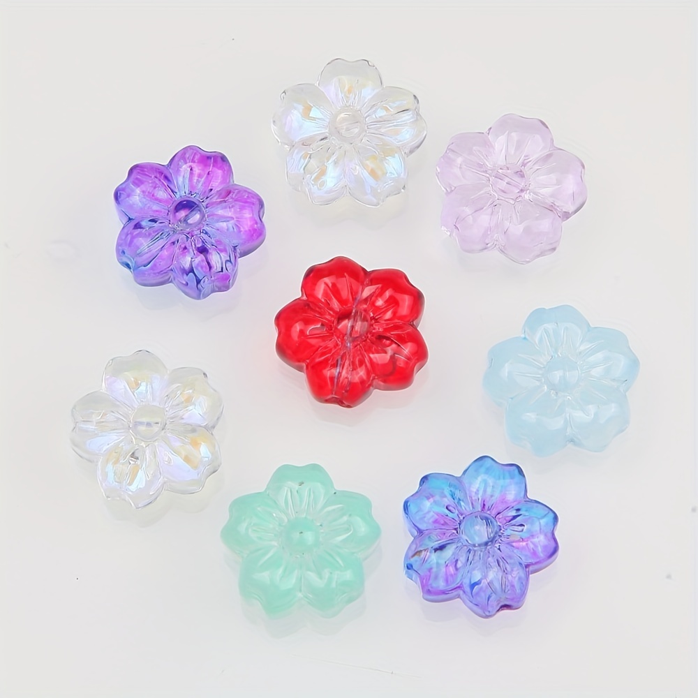 Flower Glass Beads Spacer Bead Glitter Flower Loose Beads - Temu