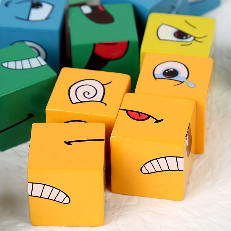 Ecomeon Expressions Matching Face Changer Building Blocks Jouet éducatif  interactif pour les enfants, Changement de visage, Jeu d'association  d'expressions de visage 