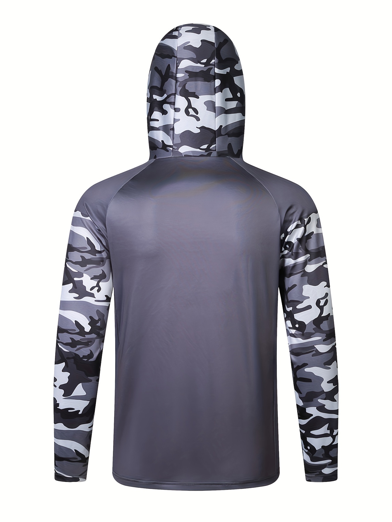 Men's Camouflage UPF 50+ Sun Protection Hoodie with Mask, Long Sleeve Comfy Quick Dry Tops for Men's Outdoor Fishing Activities,Temu