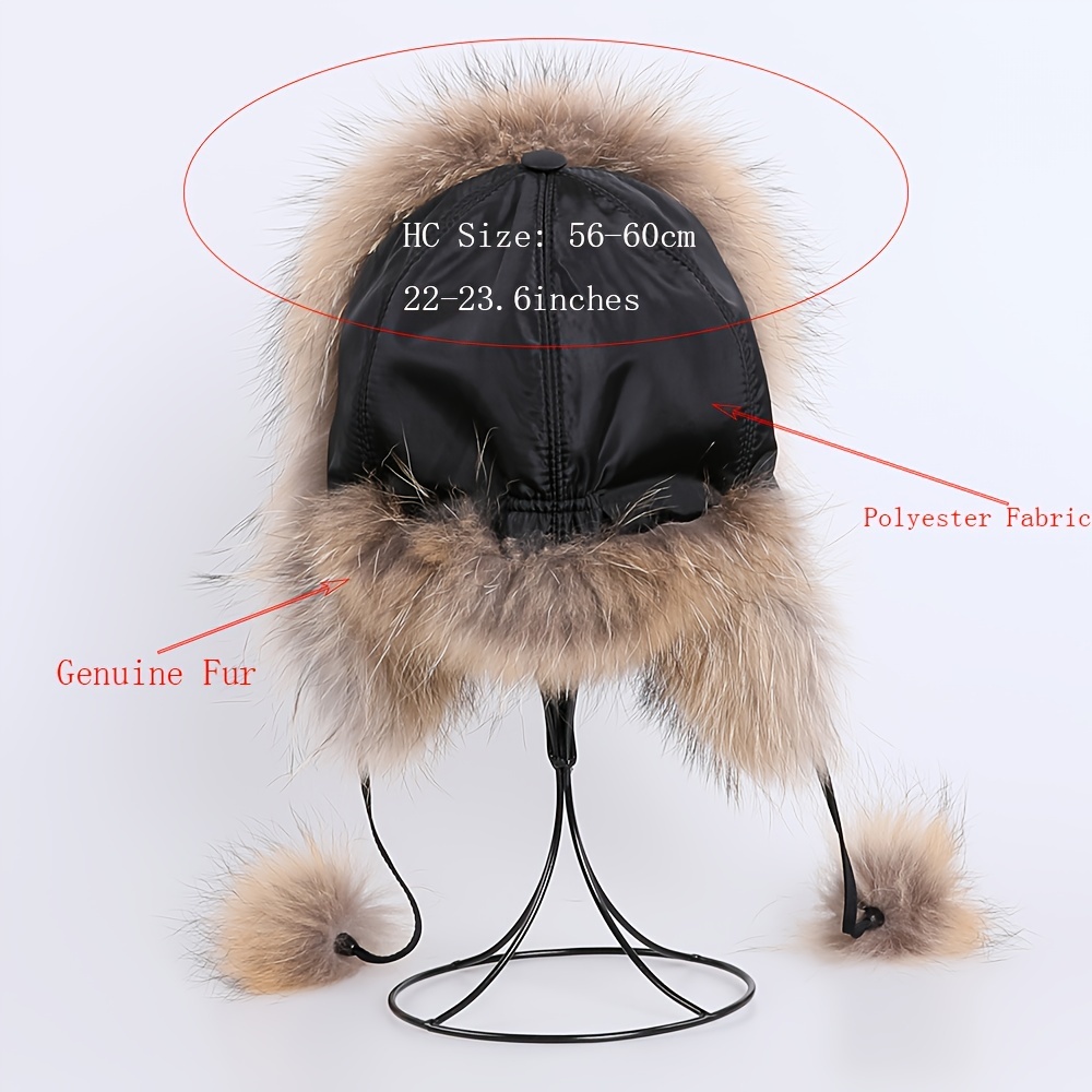 Faux Fox Fur Fluffy Trapper Hat Winter Warm Bomber Hat - Temu