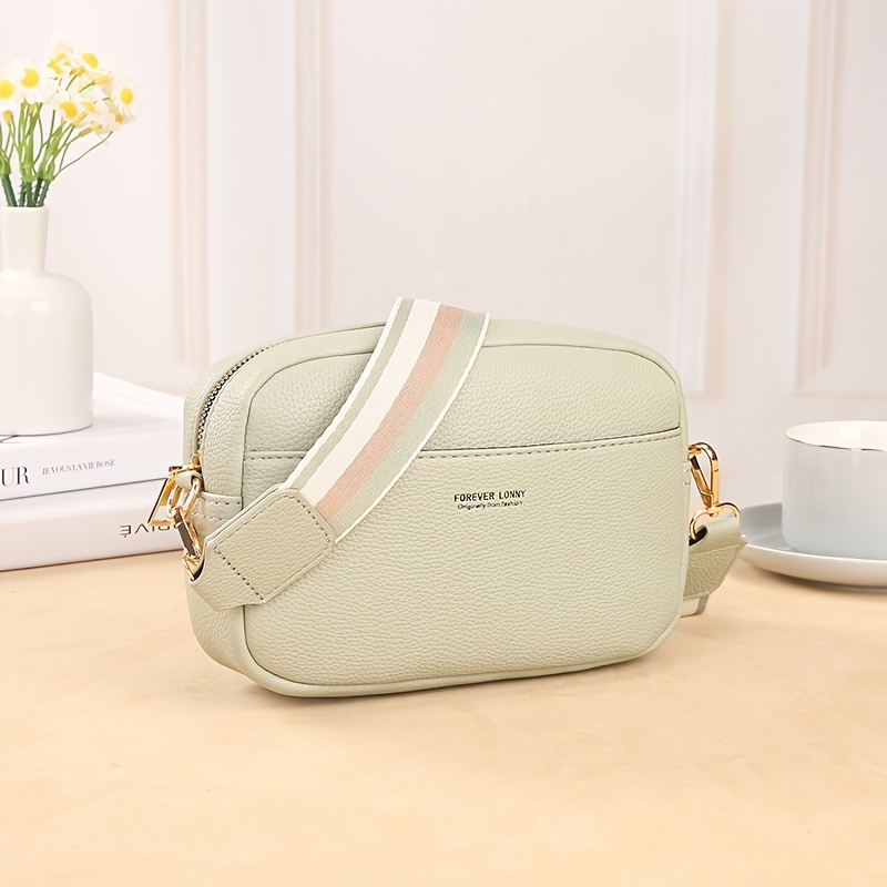 Solid Color Small Square Bag, Pu Leather Simple Portable Crossbody