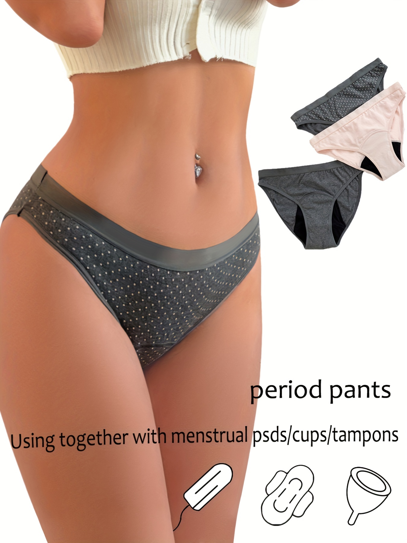 3 Pcs Women's Comfy & Breathable Physiological Bikini Briefs,  Water-absorbent & Anti-leakage Sanitary Pants, Two For Day Use And One For  Night, UseWom