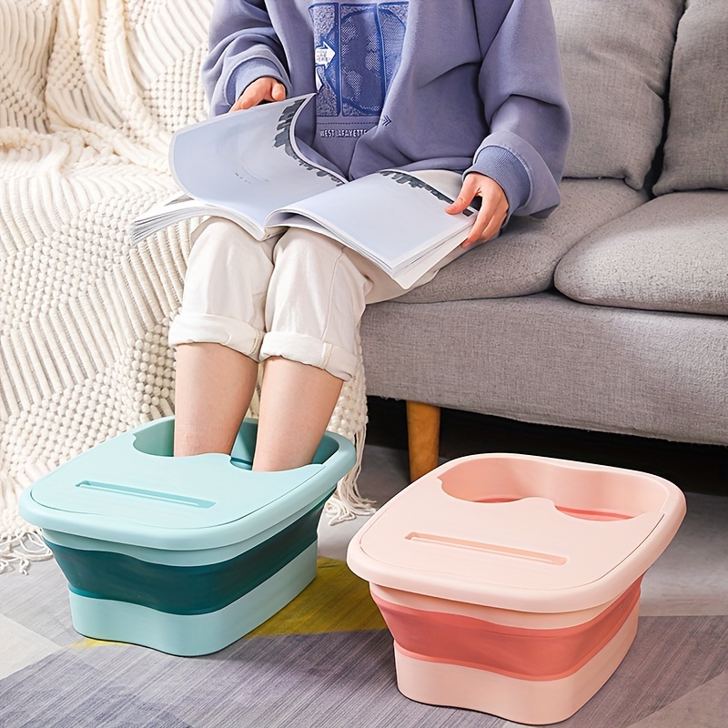 Folding Bubble Foot Bath Bucket With Lid Silicone Bucket - Temu