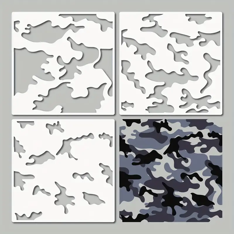 3pcs Camo Stencil For DIY Painting On Wood, 11.8 Inch Reusable Camo Drawing  Templates For Spray Paint, Plastic Camouflage Pattern Stencil For Wall Fab
