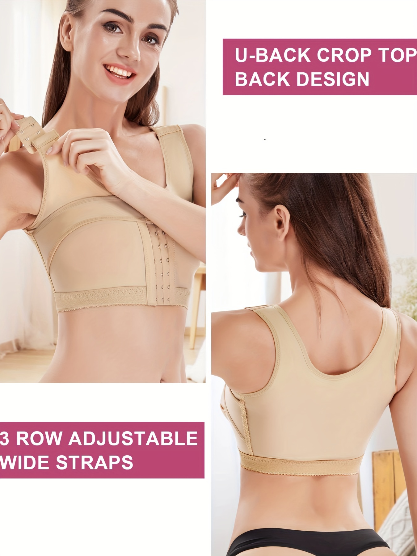 Breast Support Shaping Tops Front Buckle Lifting Full - Temu
