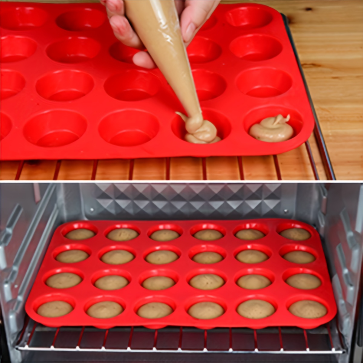 24 Cavity Bakeware Mini Muffin Cupcake Cup Silicone Mould Soap Cookies Pan  Tray