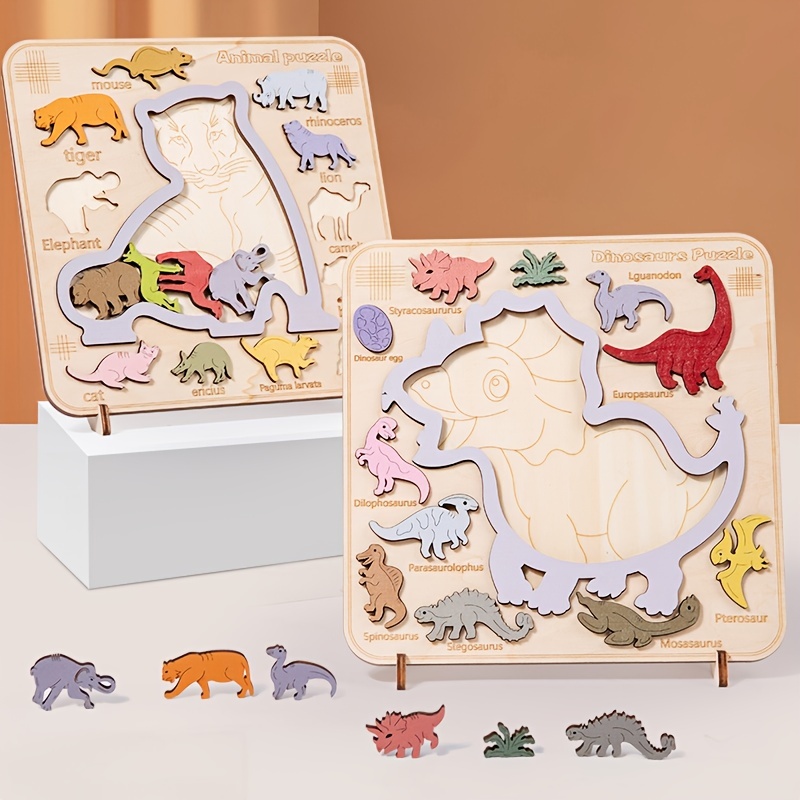 Wooden dinosaur 3D puzzle number alphabet jigsaw dinosaur animal puzzle  educational toy for children boy logic