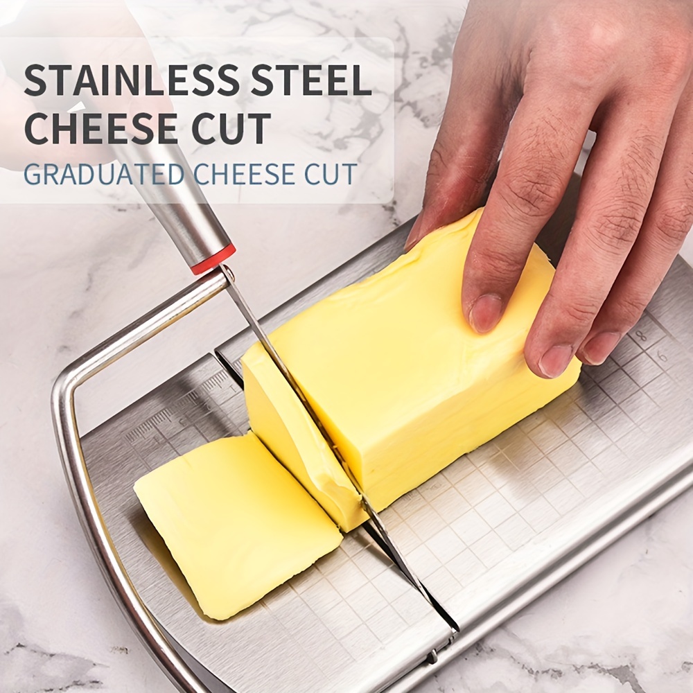 Cortador de queso, cortador de queso de acero inoxidable con 5 cortadores  de queso de alambre de repuesto para rebanadoras de queso de metal con