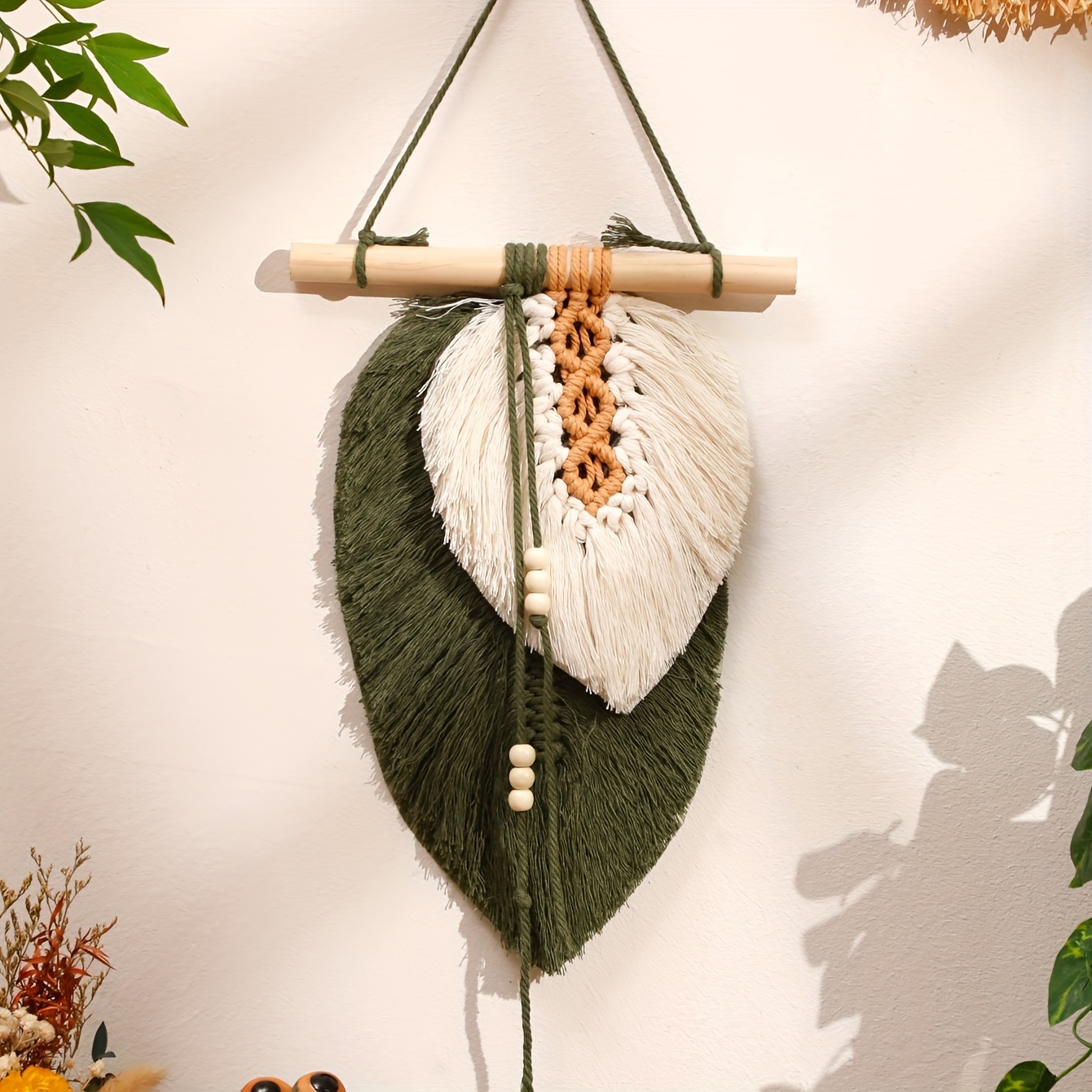 1pc Leaf Macrame Wall Hanging Tapestry, Décoration Murale Feuille