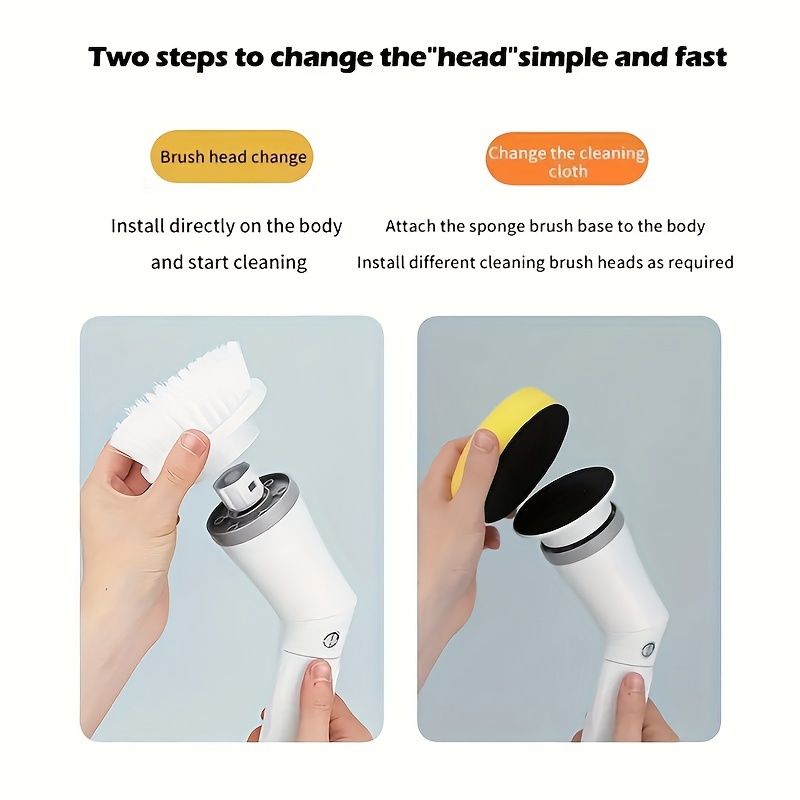 Set, Electric Cleaning Brush, Electric Spin Scrubber, Long Handle Scrubber,  Bathtub Tile Scrubber With 6 Replaceable Brush Heads, 90-120Min Running Ti