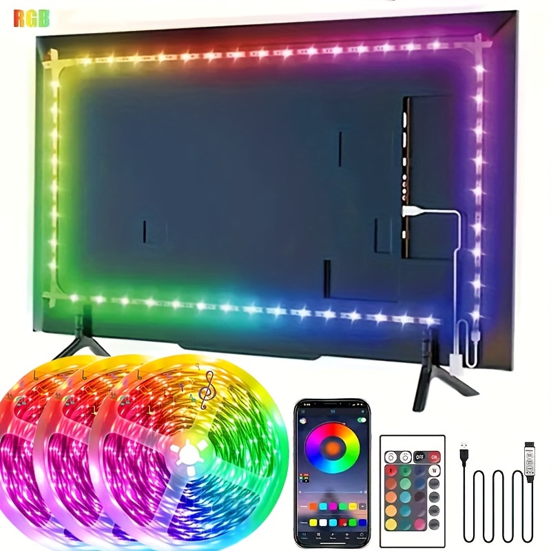 

1 Roll Tv Led Smart Strip Lights, 2835 Rgb, Flexible Adhesive Strip Lights, For Tv Background, Game Room Christmas Holiday Party Decoration Valentine's Day Decoration