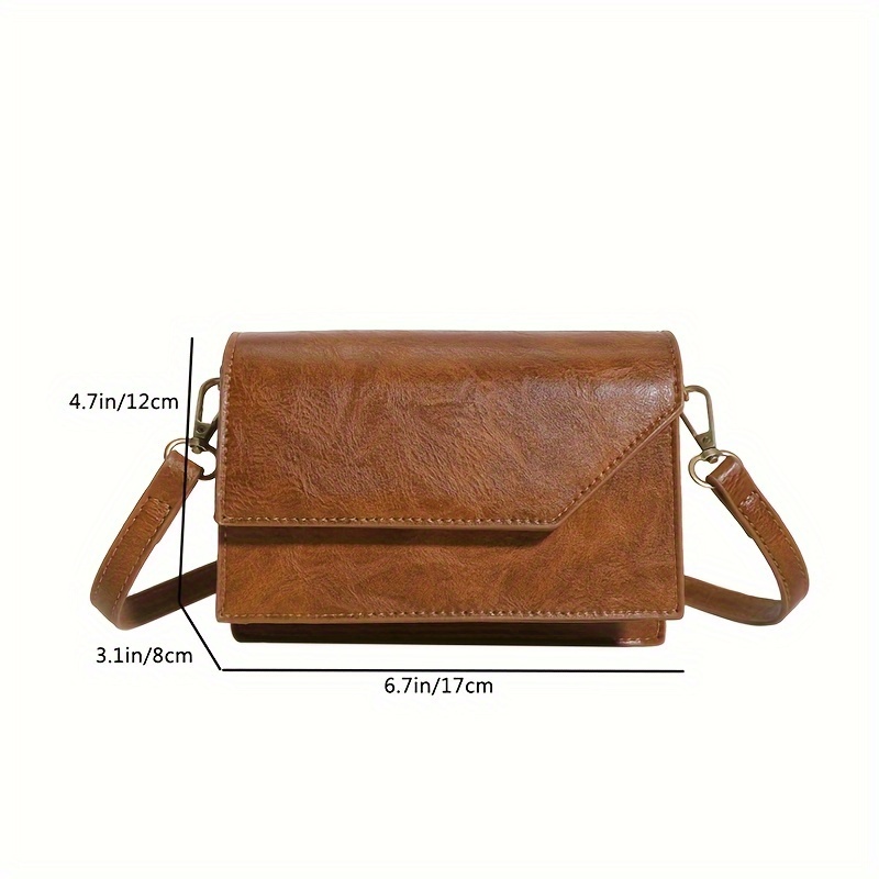 Retro Solid Color Crossbody Bag, Fashion Casual Pu Leather Square