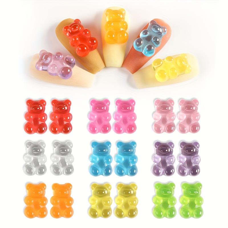 Palksky 160 Pcs Nail Charms 3D, Gummy Bear Nail Charms for Nail Decoration,  Kawa