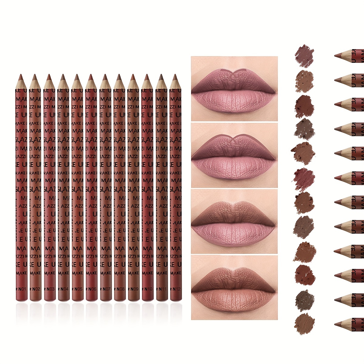 

12 Pcs/set Waterproof Lip Liner Pencil Nude Matte Lipliner Moisturizing Long Lasting Lipstick Liner Makeup Pens Valentine's Day Gifts