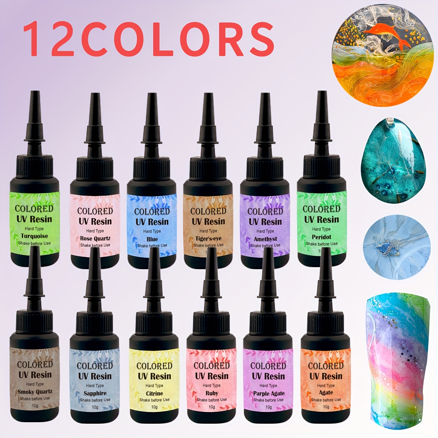  Colored Resin UV Resin Casting Gel Glue Set For Handmade DIY  Silicone Muold Pendants Earrings Necklace Bracelets Making, No Pigments  Needed, 500ml No Mixing, Choose Any 5 Colors
