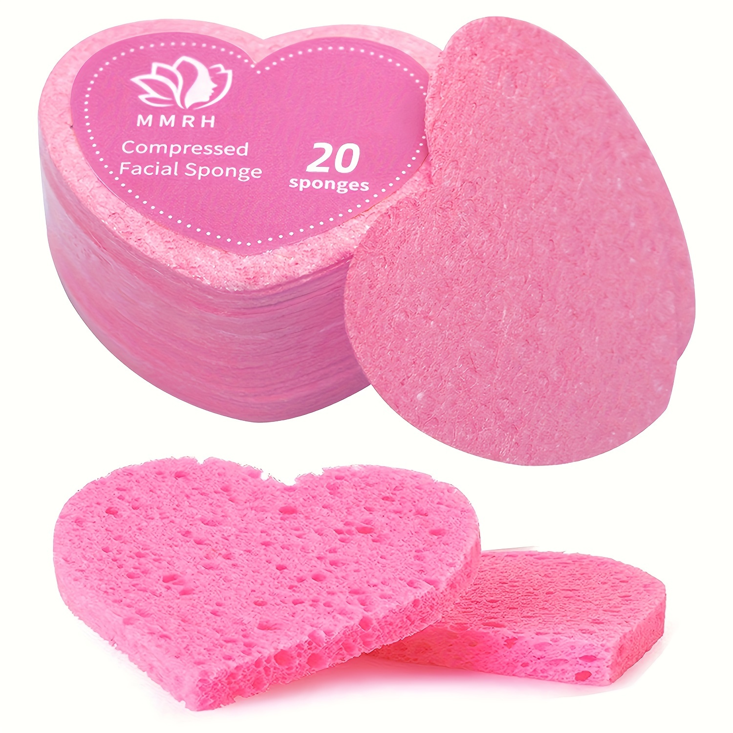 20/50 Count Heart Shape Compressed Facial Sponges natural - Temu