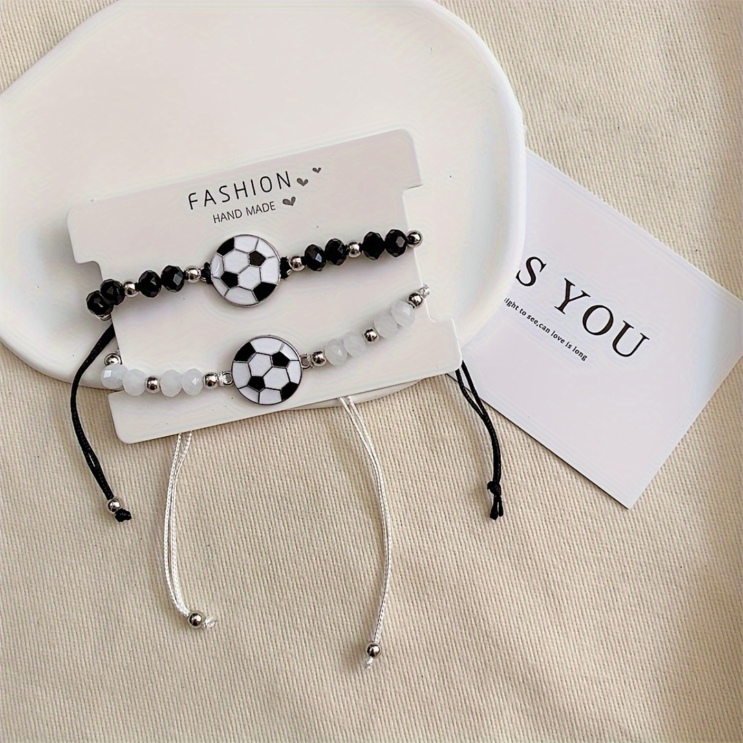 

2pcs/set Football Adjustable Stacking Bracelet Suitable For Holiday