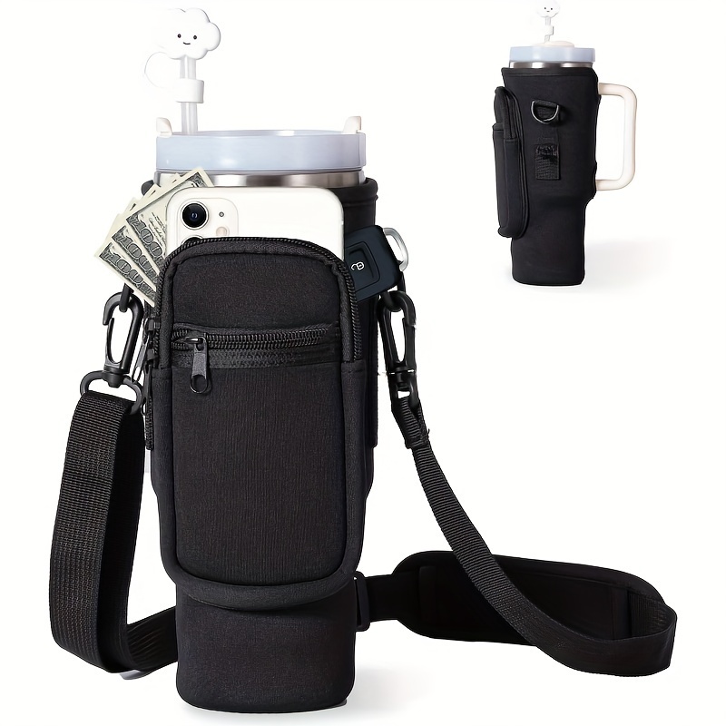 Water Bottle Holder Tumbler, Neoprene Water Cup Bag Sleeve With Adjustable  Shoulder Strap - Temu