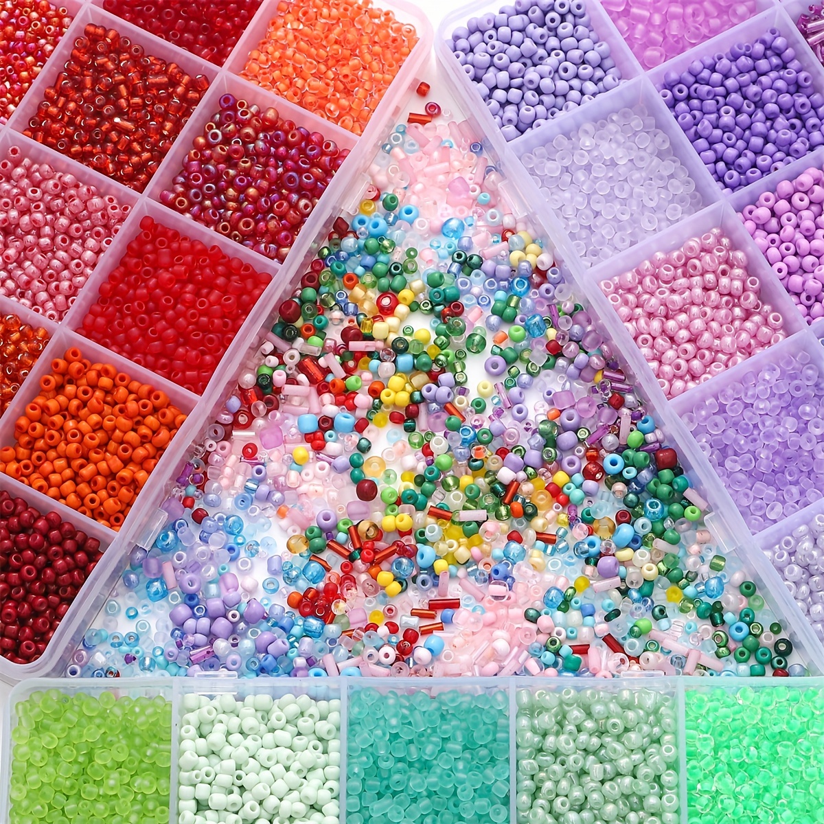 2mm Seed Beads for Jewelry Making Kit - 24 Color Mini Round Beads 24000 PCS  Glass Seed Beads Small Pony Beads Kit Bulk Beading Supplies for Crafts