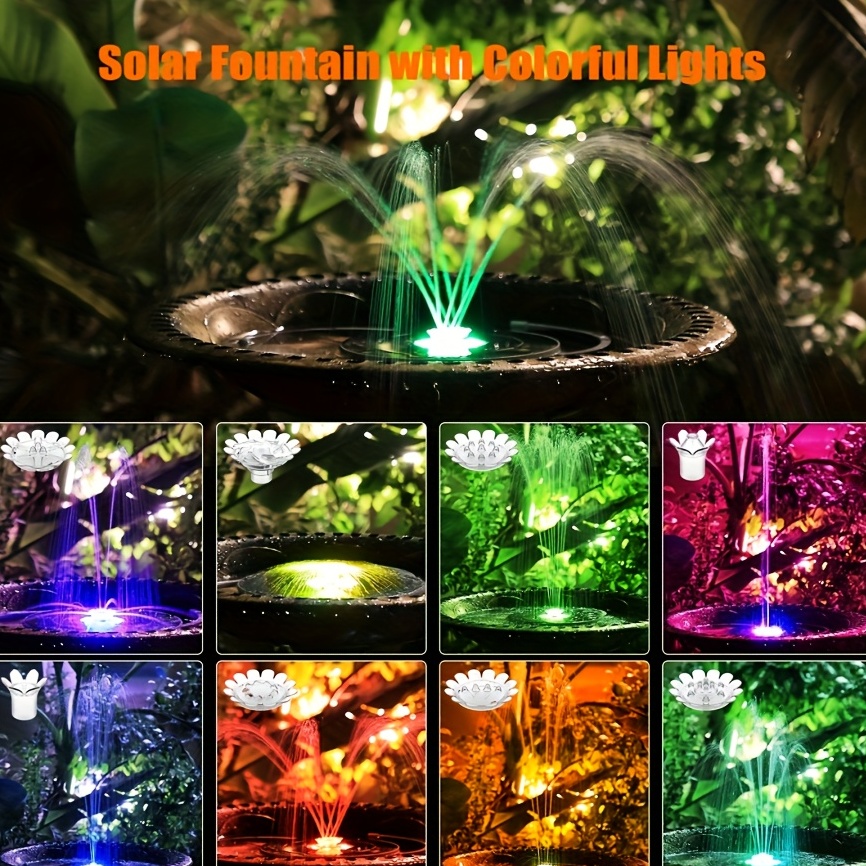 Led Solar Bird Bath Fountains 3 Telescopic Brackets 8 - Temu