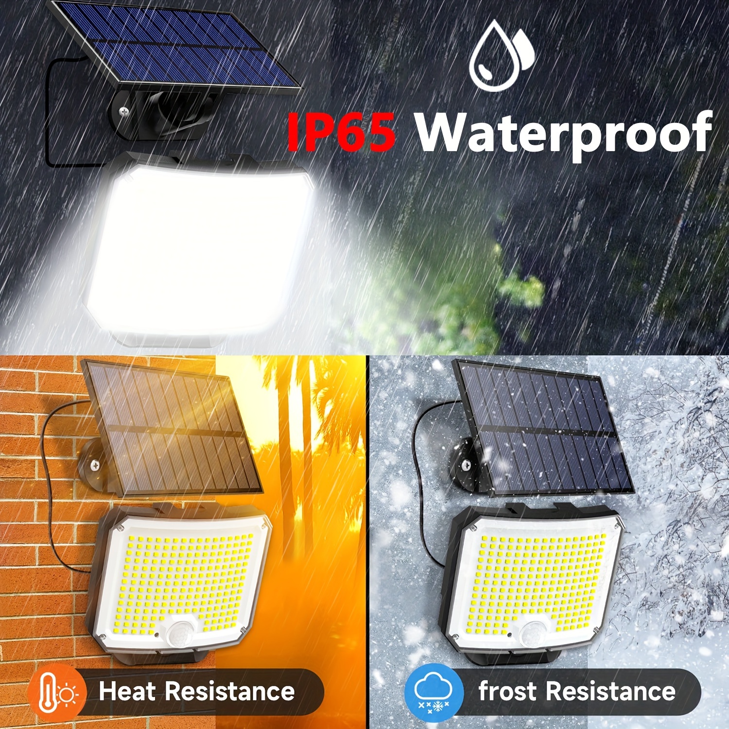 Luces solares para exteriores, luces LED de inundación con cable de  seguridad del atardecer al amanecer, iluminación impermeable para pared  exterior