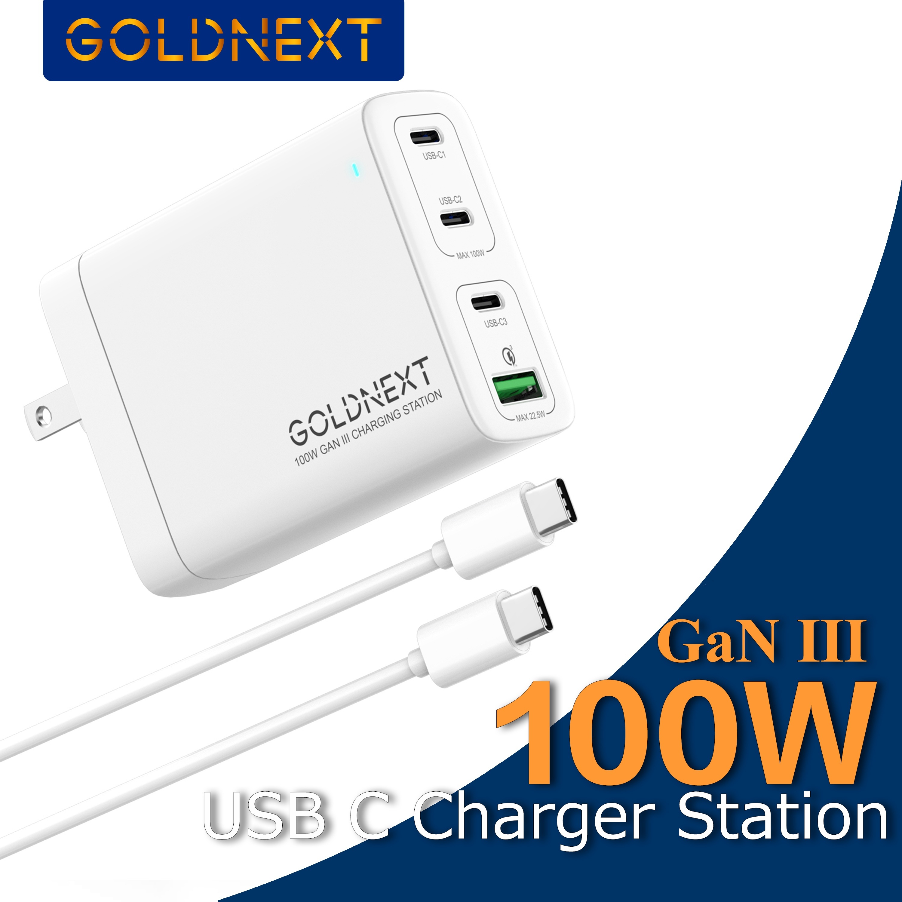 USB C Fast Charger, Sacrack 100W GaN Compact 6 Port USB C Charging Station,  Portable USB