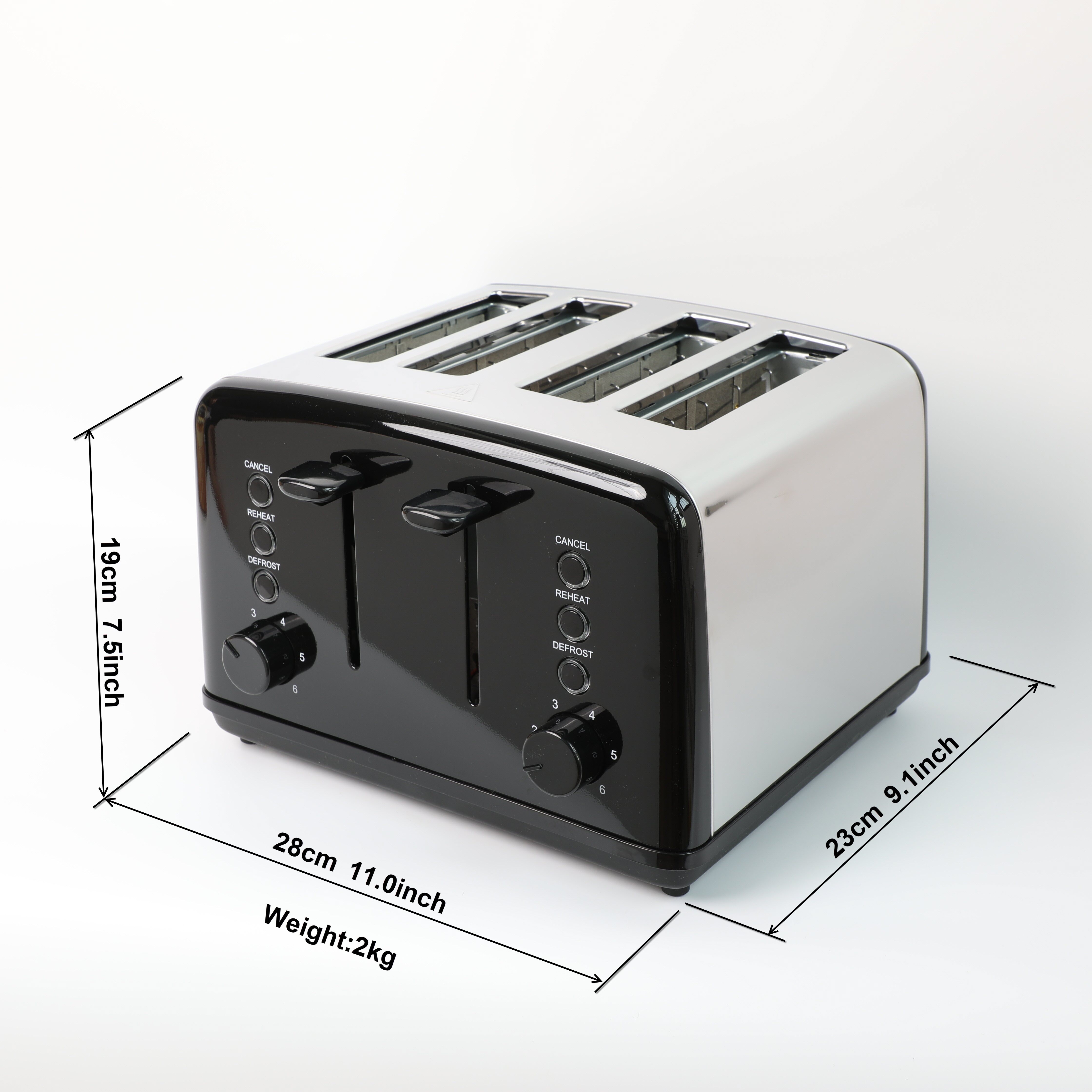 Susteas Stainless Steel Black Toaster 4 Slice Wide Slot, 2 Long Slot T –  SUSTEAS
