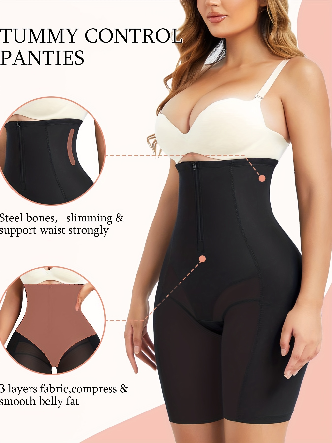Womens Shapewear Bodysuit High Waist Tummy Control with Butt Compression  Shorts 