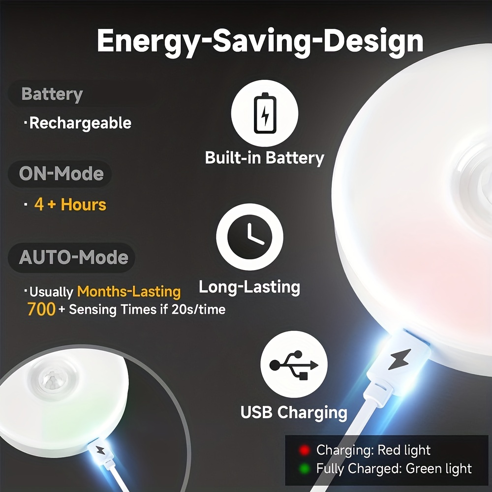 1 Luz Nocturna Inducción Inteligente Interruptor Luz Sensor - Temu