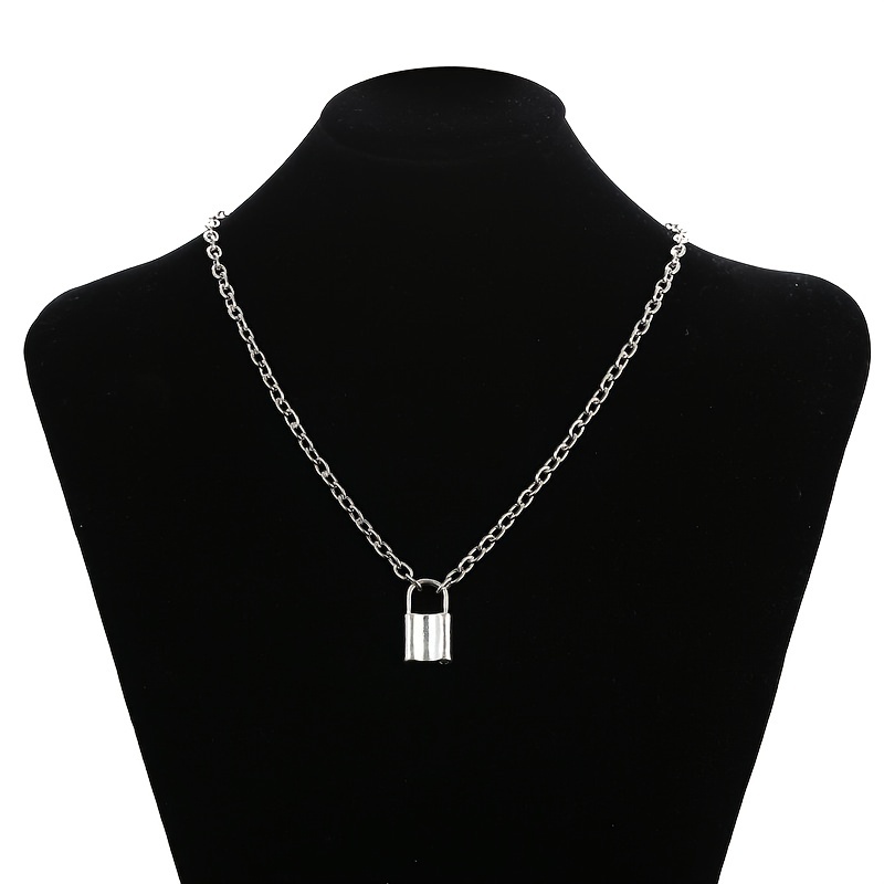 Hip Hop Men's Metal Padlock Pendant Thick Chain Link Necklace - Temu