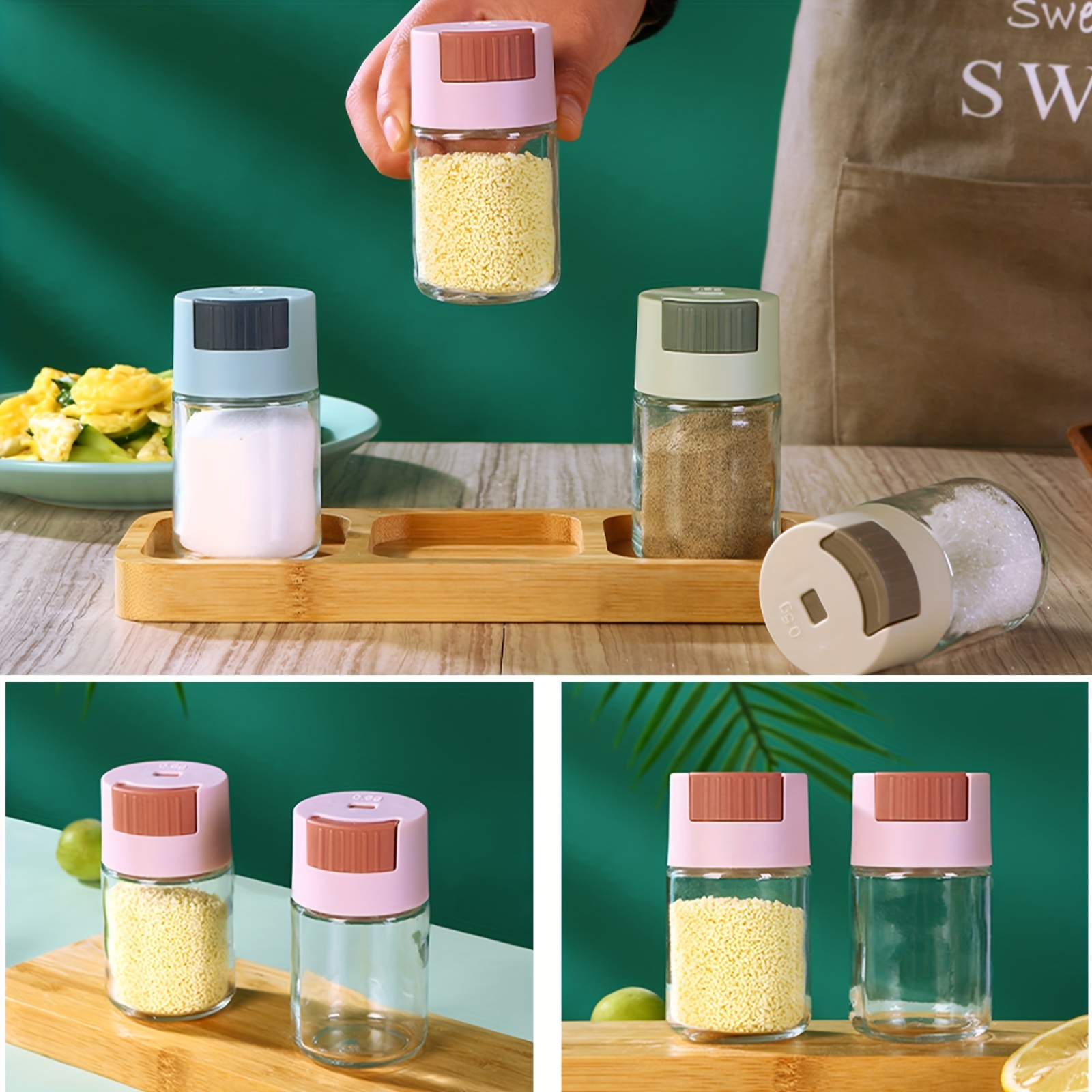 Light Flavor Quantitative Spice Jar Press-type Salt Shaker Kitchen  Moisture-proof Salt Box Control Salt Metering Seasoning Jar