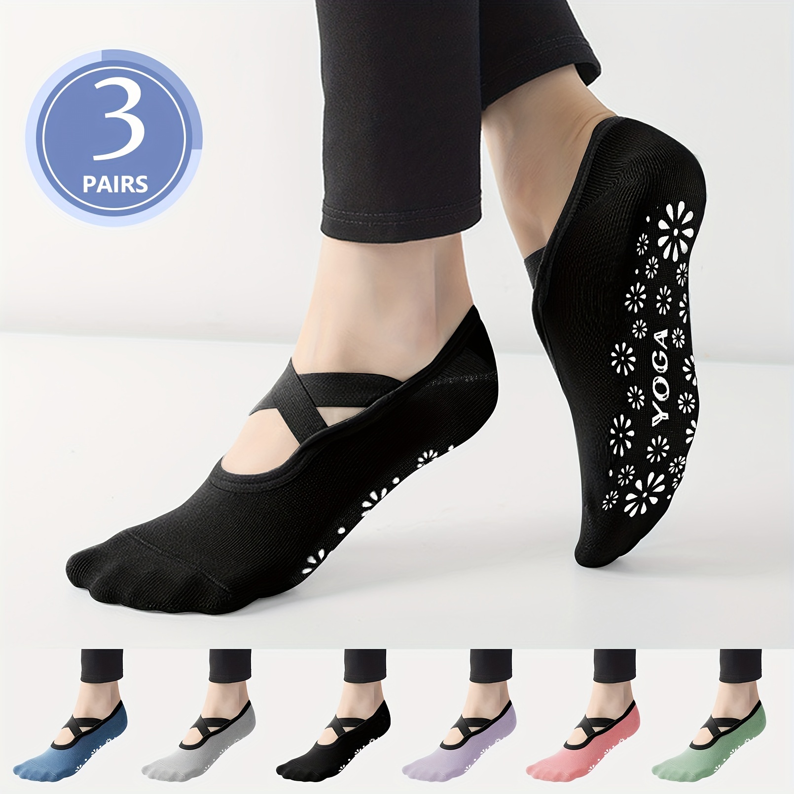 1pc Professional Anti-slip Yoga Socks For Fitness, Pilates, Dancing With  Crisscross Straps For Women