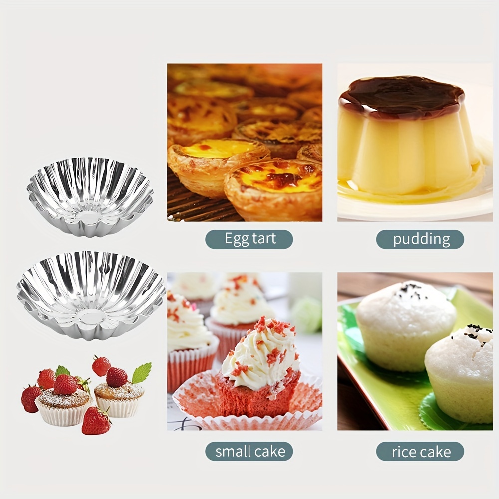 Egg Tart Molds Pudding Molds Cups Mini Chocolate Cake Pans Carbon Steel  Cupcake Cake Cookie Pudding Mold Round Nonstick Bakeware - Temu