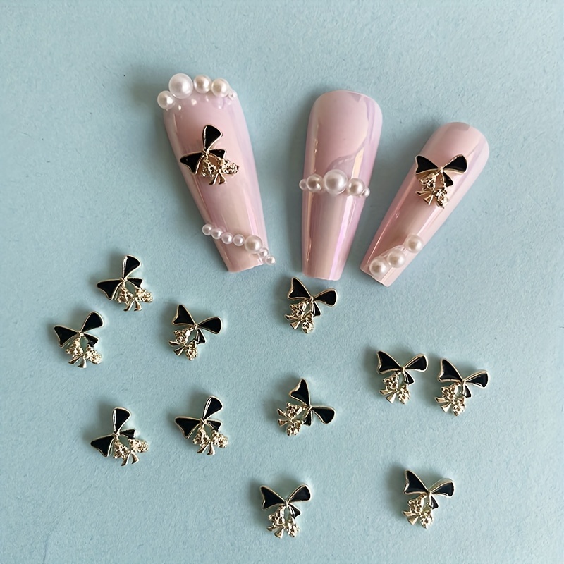 Elegant 3d Cross Nail Charms With Pearl Gems And Diamond - Temu