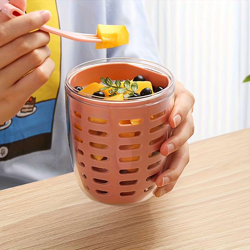 Airtight Plastic Fresh Food Fruit Drainer Container Snack Cup Cereal Cup To  Go For Woman Children - Temu