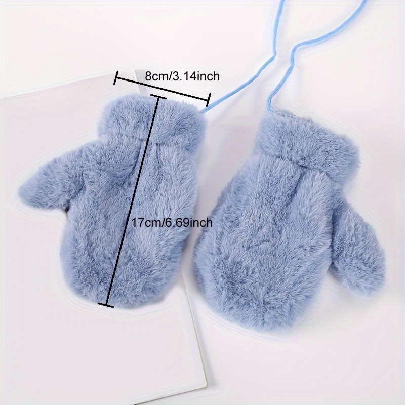 Kids' Winter Gloves w/ Hanging Rope, Thickened, Autumn & Winter